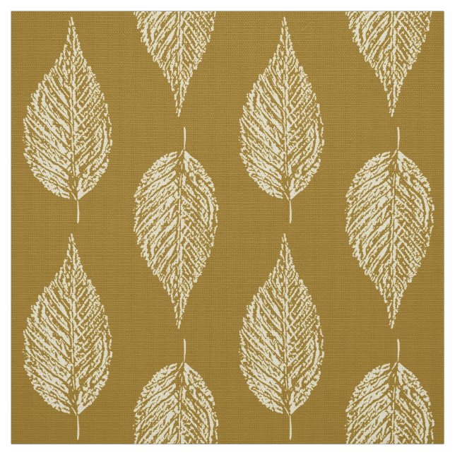 Beech Löv Chalk Print, Mustard Gult/Guld Tyg (Provkarta)