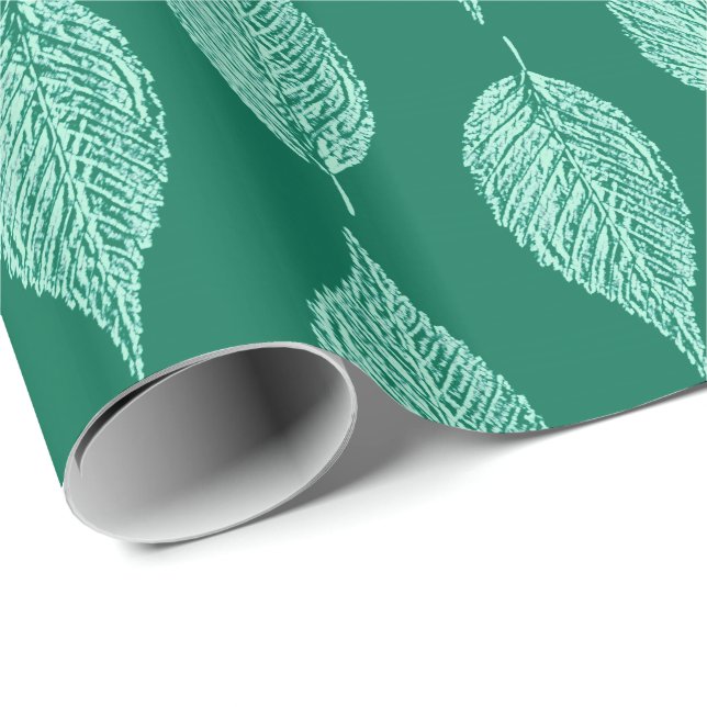 Beech Löv Chalk Print, Turquise och Aqua Presentpapper (Rullad Hörn)