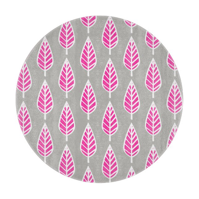 Beech löv mönster - Fuchsia rosa och silver (Framsidan)