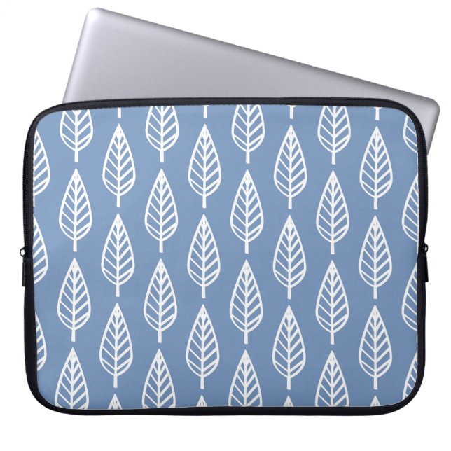 Beech löv mönster - Himlar blå och vit Laptop Sleeve (Framsidan)