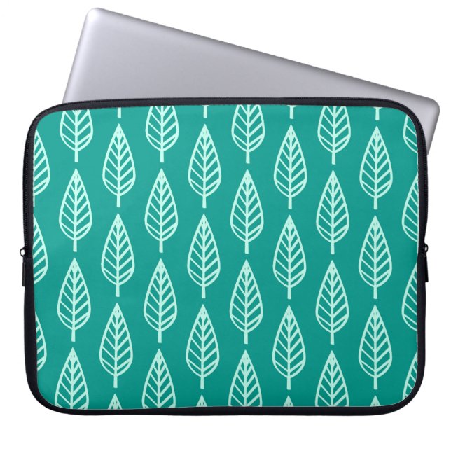 Beech löv mönster - Peacock och aqua Laptop Fodral (Framsidan)