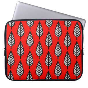 Beech löv mönster - Röd, svart, grått / grått Laptop Sleeve