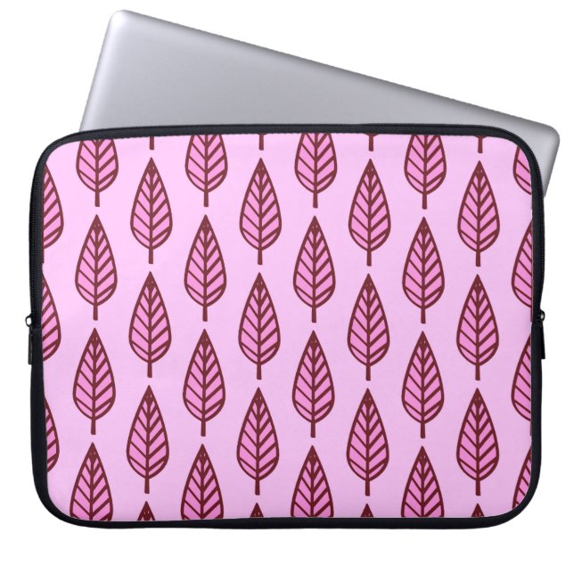Beech löv mönster - rosa och bordeaux laptop sleeve (Framsidan)