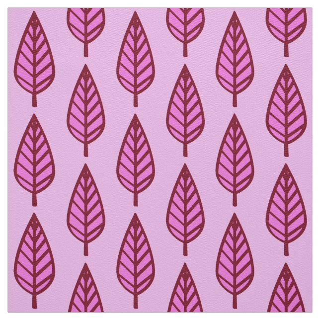 Beech löv mönster - rosa och burgundy tyg (Provkarta)