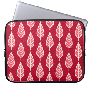 Beech löv mönster - Ruby Red and kräm Laptop Sleeve