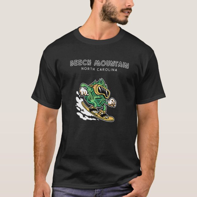 Beech Mountain North Carolina - Funny Snowboarding T Shirt (Framsida)