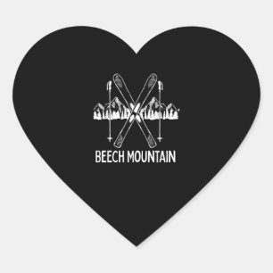 Beech Mountain North Carolina NC Retro Skiing Hjärtformat Klistermärke