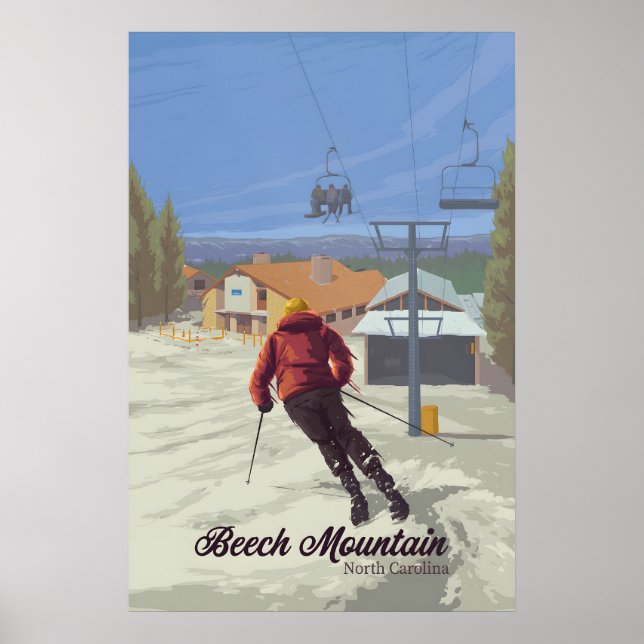 Beech Mountain North Carolina Skidort Resa Poster (Framsidan)