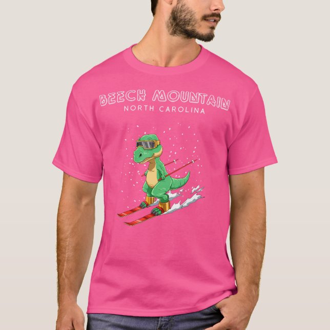 Beech Mountain North Carolina - T-Rex Ski Gift T Shirt (Framsida)