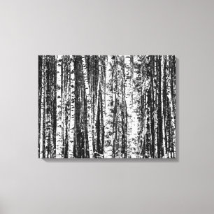 Beech Träd, vit och träkol Grått / Grått Canvastryck