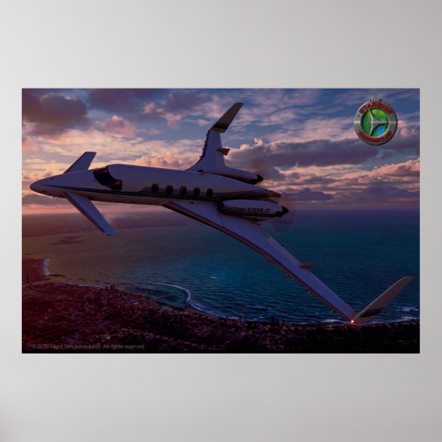 Beechcraft Starship — Corpus Christi skymning Poster (Framsidan)