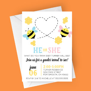 Beed Gender Reveal Party Inbjudningar