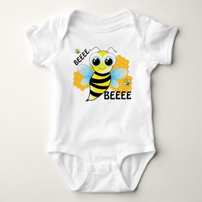 BEEEES & Bikupa Blå och Gul Baby Bodysuit T Shirt (Framsida)