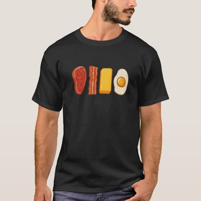 Beef Bacon Smör & Ägg Keto Carnivore Diet T Shirt (Framsida)