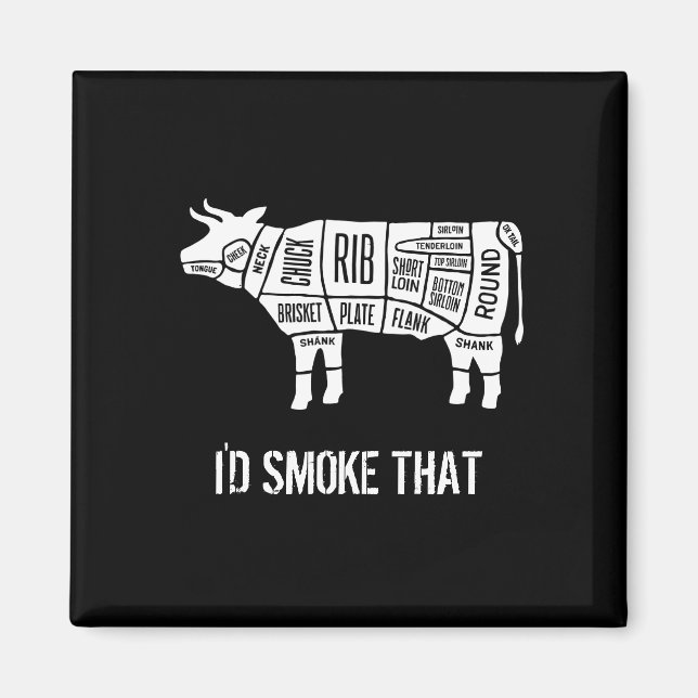 Beef Butcher Chef Cook Funny Smoke som Magnet (Framsidan)