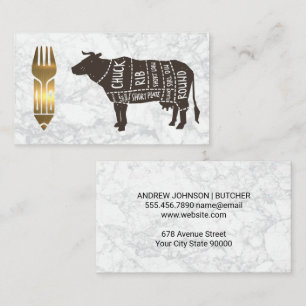 Beef Diagram   Guld Metalliska Utensils Visitkort