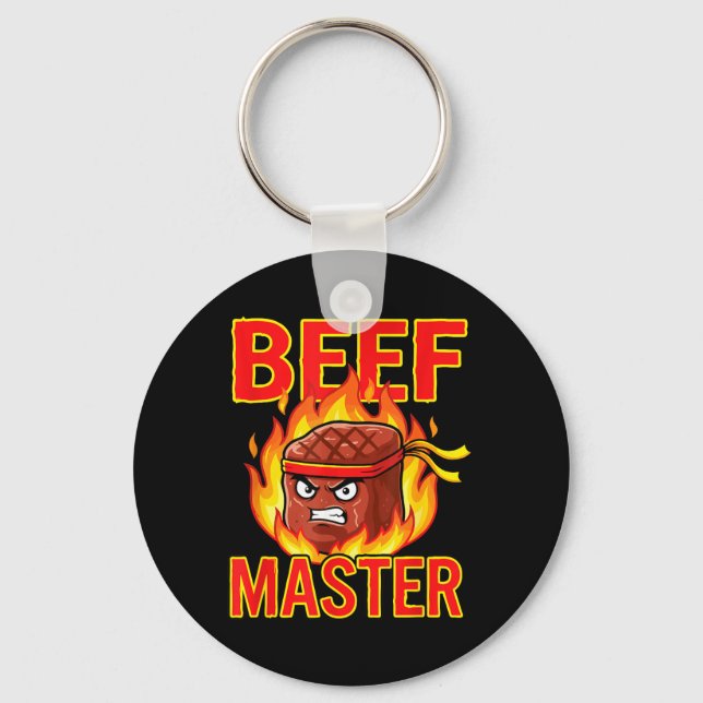 Beef Master Rolig Steak Grillning Barbecue Nyckelring (Framsida)