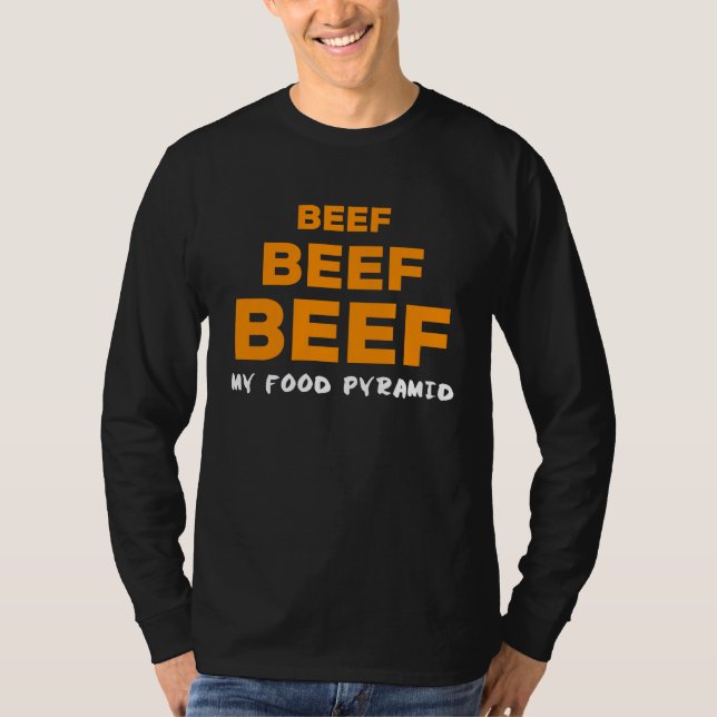 Beef My Food Pyramid for Meat T Shirt (Framsida)