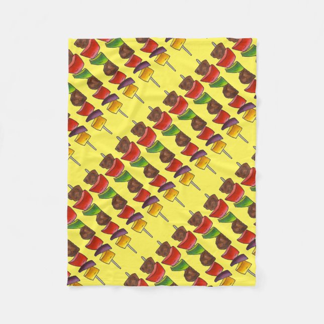 Beef Veggie Kebab Skewer Picnic Food Foodie Fleecefilt (Framsidan)