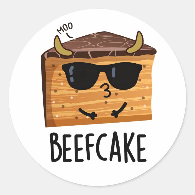 Beefaka Funny Cake Pun Runt Klistermärke (Framsida)