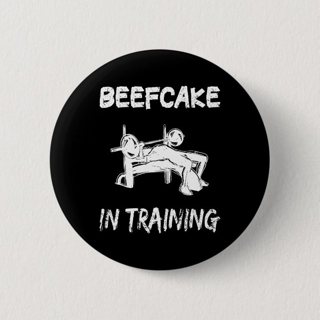 Beefaka i träningsgymmen Muscle Funny Bodybuilding Knapp (Framsida)