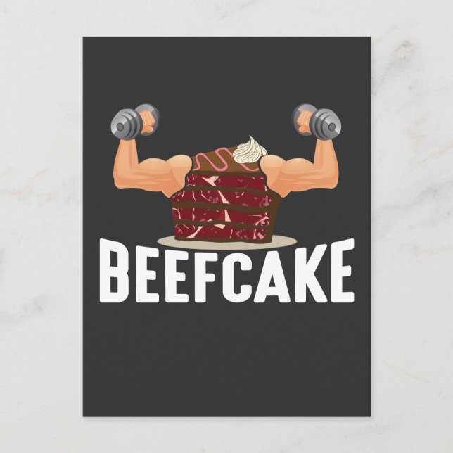 Beefaka Muscle Cake BodyBuilder Weightlift Pu Vykort (Framsida)