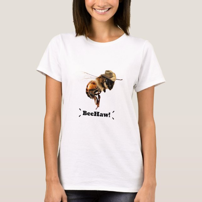 Beehaw Funny CowboyBee T Shirt (Framsida)