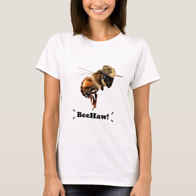 Beehaw Funny CowboyBee T Shirt (Framsida)