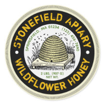 Beehive Apiary Namn Wildblommhonung Burk Stickers