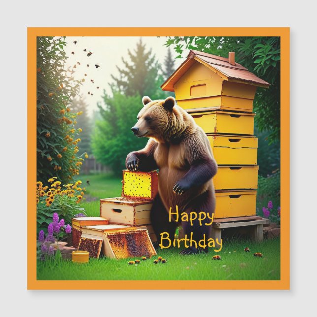 Beehive Bear Magnetic Card (Framsida)