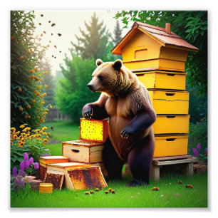 Beehive Bear Photo Fototryck