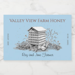 Beehive och Bees Vintage Cornblomma Blue Mat Etiketter
