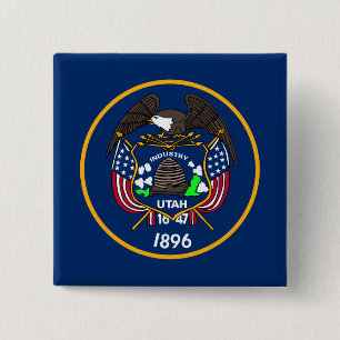 Beehive State Industry Flagga of Utah Button Knapp