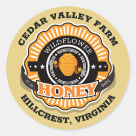 Beehive Sunburst honey Guld Classic Round Sticker Runt Klistermärke