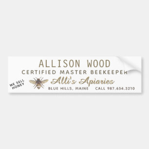BEEKEEPER BUMPER STICKER MED Honeybee Bildekal