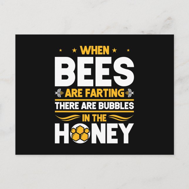 Beekeeper Gift | When Bees Are Farting Vykort (Framsida)