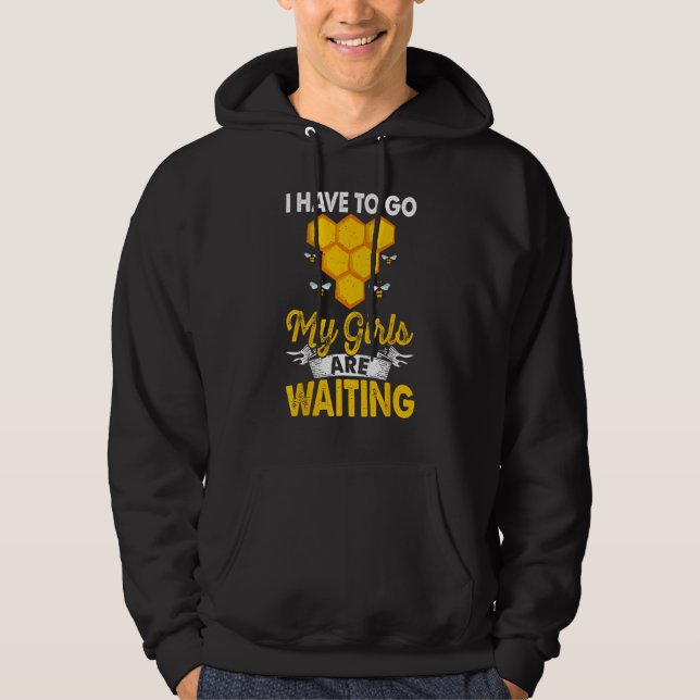 Beekeeper Girls Are Waiting Beekeeping Bee Apiary  Hoodie (Framsida)