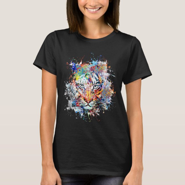 Beelegant upphettad tiger Watercolor Tiger T Shirt (Framsida)