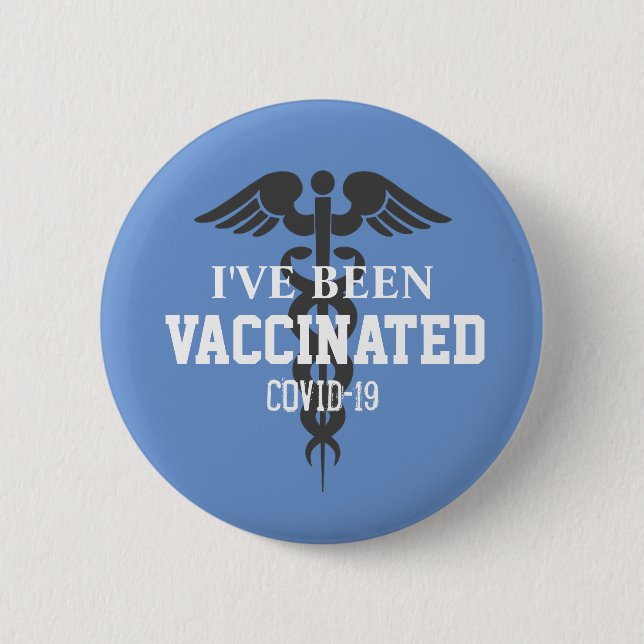 Been vaccinerad Covid 19 Blue White Medical Knapp (Framsida)