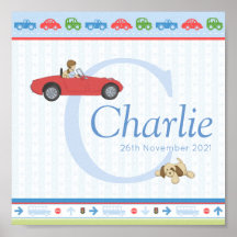 Beep Beep Car Personlig Boys Namn Poster