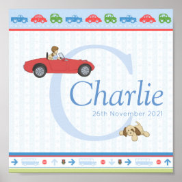 Beep Beep Car Personlig Boys Namn Poster