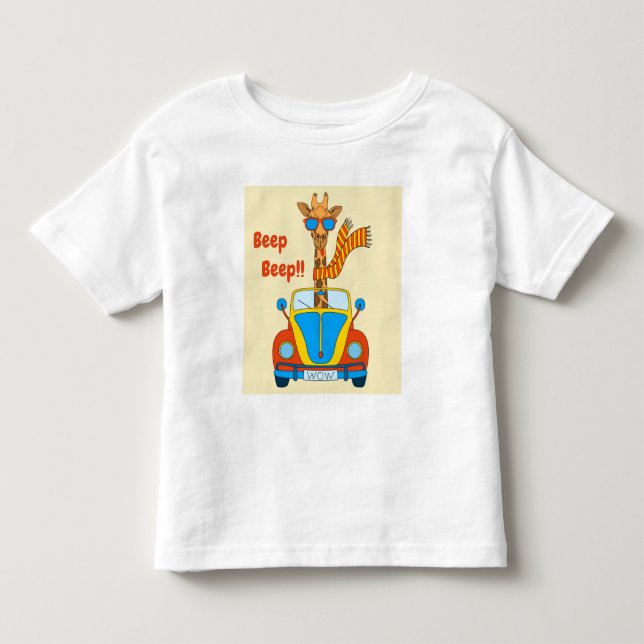 Beep Beep! Cute Giraffe in Car T Shirt (Framsida)