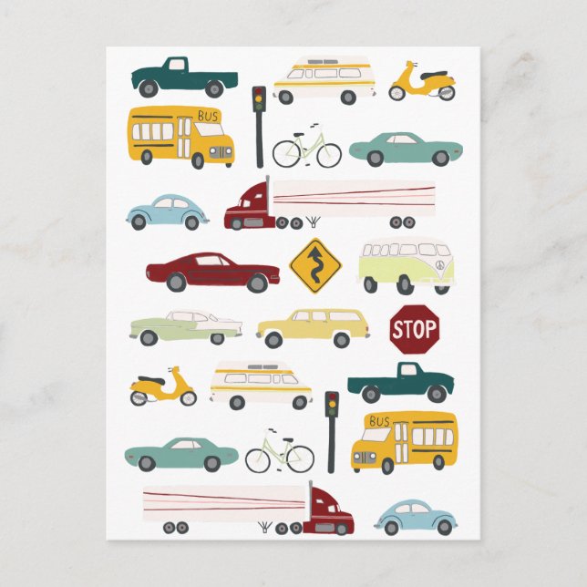 Beep Beep Stuck i Traffic Mönster Vykort (Framsida)