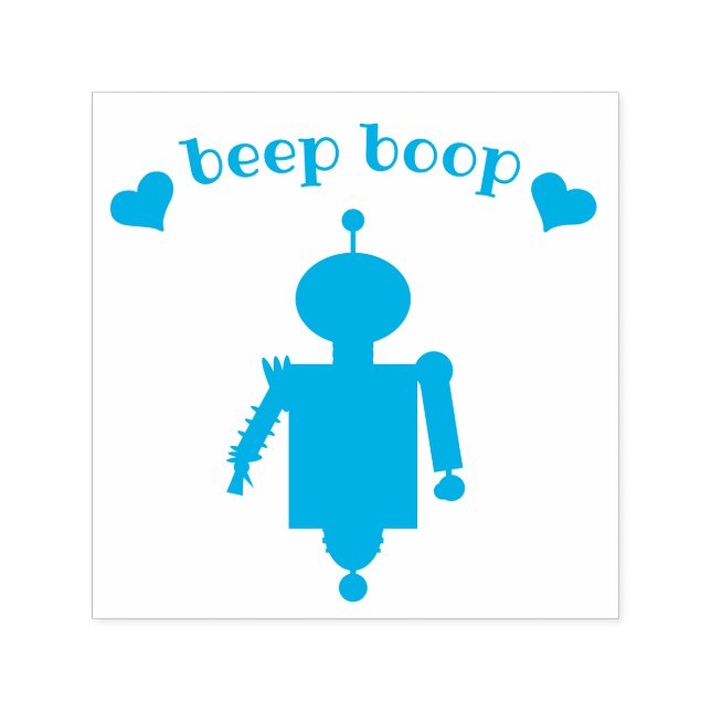 Beep Boop Cute Robot Frimärke Självfärgande Stämpel (Design)