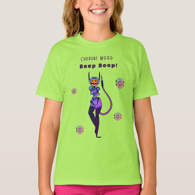 Beep Boop Cute Robot Giggle Roligt T-Shirt (Framsida)