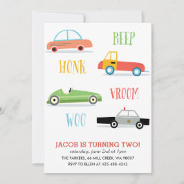 Beep Honk Woo Barn födelsedagsfest inbjudan