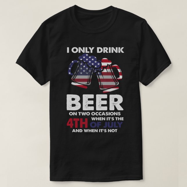 Beer Älskare American Disted 4 juli T Shirt (Design framsida)