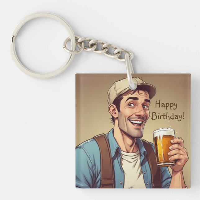 Beer Älskare Birthday Keychain (Framsidan)