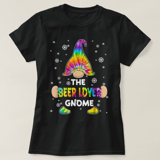 Beer Älskare Gnome God jul Tie Dye Pajamas T Shirt (Design framsida)