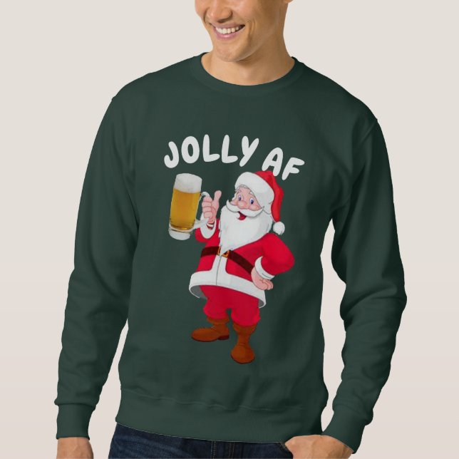 Beer älskare Santa Jolly AF-Helgdagar Den fina jul Lång Ärmad Tröja (Framsida)
